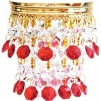 Светильник потолочный JCDR G5.3 с прозрачным-красным стеклом золото с лампой A220