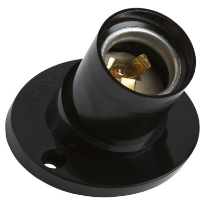 Патрон Е27 потолочный прямой 250В карболит латунь чёрный 55×71мм Feron LH84