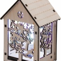 деревянная световая фигура на батарейках “Домик маленький” RGB 1LED 7x5x10см артикул 32090