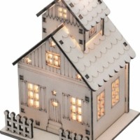 деревянная световая фигура на батарейках “Домик двухэтажный” теплый белый 1LED 8×7.5×11.5см артикул 32093