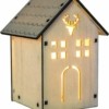 деревянная световая фигура на батарейках “Домик с оленем” теплый белый 1LED 8×8.5×11.5см артикул 32091