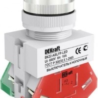 Выключатель кнопочный LED ABLFP ВК-22 d22мм 220В зел. Dekraft 25026DEK