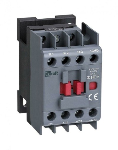 Контактор КМ-102 6А 220В/230В AC3 AC4 1НО Dekraft 22061DEK