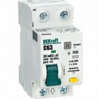 Выключатель АВДТ 2п 1P+N C 63А 30мА тип AC 4.5кА ДИФ-103 Dekraft 16058DEK