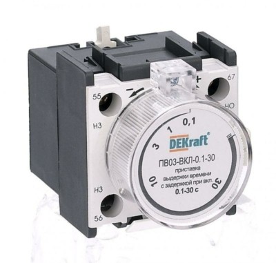 Приставка выдержки времени ПВ-03 1з+1р с задержкой при вкл. 0.1-30с Dekraft 24112DEK