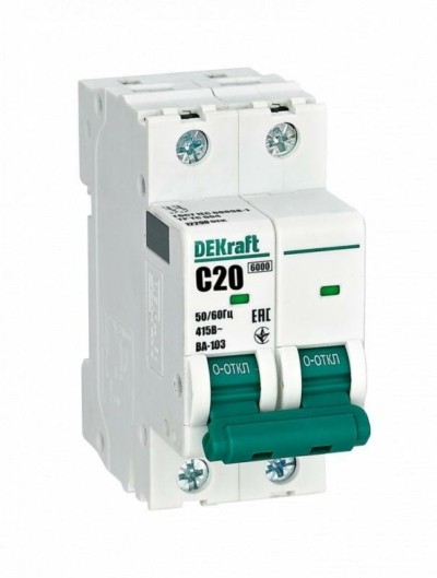 Выключатель автоматический модульный 2п C 20А 6кА ВА-103 Dekraft 12290DEK