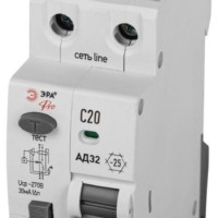 Выключатель АВДТ 1P+N C20 30мА тип АC защита 230В 4.5кА PRO D32E2C20АC30P АД32 электронное Эра Б0057353