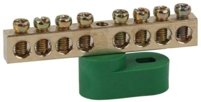 Шина PE “земля” на одном угловом изоляторе ШНИ-6х9-8-У1 зел. NO-222-103-1 ЭРА Б0044152