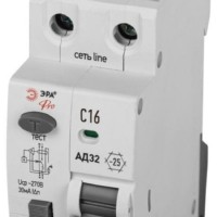 Выключатель АВДТ 1P+N C16 30мА тип АC защита 230В 4.5кА PRO D32E2C16АC30P АД32 электронное Эра Б0057351