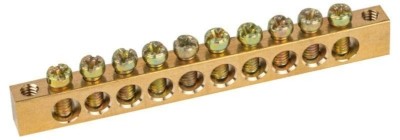 Шина NO-122-04 PEN “земля-ноль” 6х9мм 10/2 с креплениями по краям латунь ЭРА Б0047218