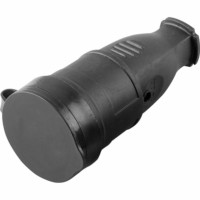 Розетка переносная 1-местная с/з Stekker RST16-21-44 (РА 16-005) с крышкой каучук 250В 16А IP44 черный