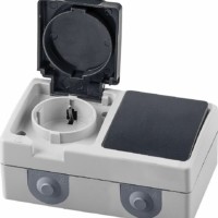 Блок ОП розетка 1-местная с/з + переключатель 1-кл. Stekker PST16-11-54/10-112-54 серый/графит