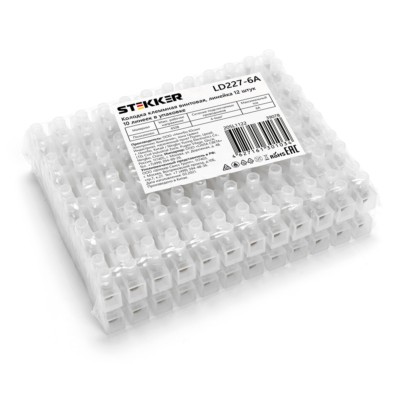 Колодка клеммная винтовая Stekker линейка 12 штук полиэтилен LD227-6A