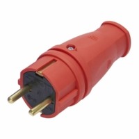 Вилка прямая с/з Stekker RPG16-21-441 каучук 250В 16A IP44 красный (В 16-001)
