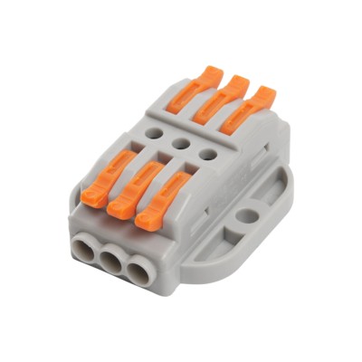 Клемма СМК зажимная с рычагом 3 контактные группы 1 ввод,1вывод на полюс Stekker LD222-430