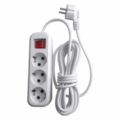 Удлинитель сетевой трехместный с/з с выкл. Stekker HM03-31-10 3×0,75 10м Home (У10А-002) белый