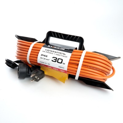 Удлинитель силовой шнур на рамке 1-м с/з Stekker HM05-01-30 (US1) 3×1.5мм2 30м 220В 16А Home оранжевый