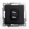 Розетка USB 2-местная механизм Stekker GLS10-7115-05 250B 2,1А Катрин черный