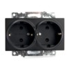 Розетка 2-местная с/з механизм Stekker GLS16-7114-05 250В 16А с защитной шторкой Катрин черный