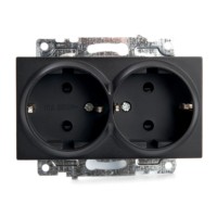 Розетка 2-местная с/з механизм Stekker GLS16-7114-05 250В 16А с защитной шторкой Катрин черный