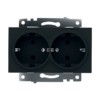 Розетка 2-местная с/з механизм Stekker GLS16-7114-05 250В 16А с защитной шторкой Катрин черный
