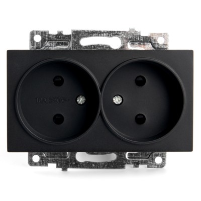 Розетка 2-местная б/з механизм Stekker GLS10-7113-05 250V 10А с защитной шторкой Катрин черный