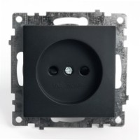 Розетка 1-местная б/з механизм Stekker GLS10-7109-05 250V 10А с защитной шторкой Катрин черный