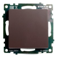 Переключатель 1-кл. механизм Stekker GLS10-7105-04 250V 10А Катрин шоколад
