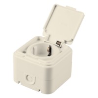 Розетка 1-местная с/з с крышкой Stekker PST16-21-44 (RA 16-211-БЖ) пластик АВС 250В 16А IP44 слоновая кость (RA 16-211-С)