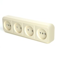 Розетка 4-местная б/з Stekker PST16-60-20 (RA 16-464-БЖ) пластик АВС 250В 16А IP20 слоновая кость