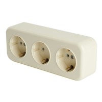 Розетка 3-местная с/з Stekker PST16-51-20 (RA 16-343-БЖ) пластик АВС 250В 16А IP20 слоновая кость