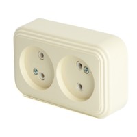 Розетка 2-местная б/з Stekker PST16-30-20 (RA 16-237-БЖ) пластик АВС 250В 16А IP20 слоновая кость