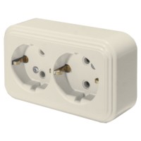 Розетка 2-местная с/з Stekker PST16-31-20 (RA 16-238-БЖ) пластик АВС 250В 16А IP20 слоновая кость