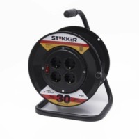 Удлинитель силовой на пластиковой катушке Stekker STD01-41-30 30м 4-м с/з 3×1,5 черный Standart (УХз-16)