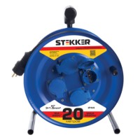 Удлинитель силовой на металлической катушке с/з 4-м Stekker PRF02-31-20 20м 3×1,5 Professional синий
