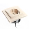 Розетка 1-местная с/з Stekker PST16-9011-02 250В 16А с защитной шторкой и с USB Эрна слоновая кость