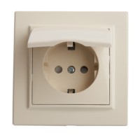 Розетка 1-местная с/з с крышкой Stekker PST16-9012-02 250В,16А с защитной шторкой Эрна слоновая кость