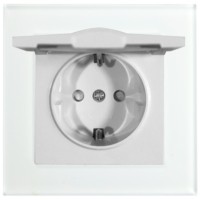 Розетка 1-местная с/з с крышкой Stekker GLS16-7012-01 250В 16А с защитной шторкой Катрин белый