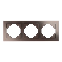 Рамка горизонтальная 3-местная Stekker GFR00-7003-04,Катрин шоколад