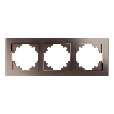 Рамка горизонтальная 3-местная Stekker GFR00-7003-04,Катрин шоколад