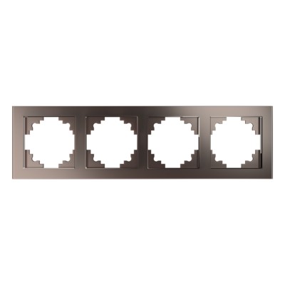 Рамка горизонтальная 4-местная Stekker,GFR00-7004-04,Катрин шоколад