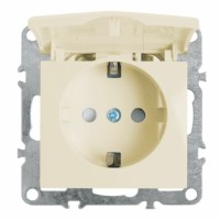 Розетка 1-местная с/з с крышкой механизм Stekker PST16-9112-02 250В 16А с защитной шторкой Эрна слоновая кость