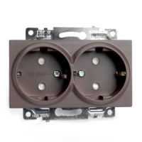 Розетка 2-местная с/з механизм Stekker GLS16-7114-04 250В 16А с защитной шторкой Катрин шоколад