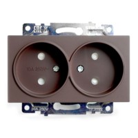 Розетка 2-местная б/з механизм Stekker GLS10-7113-04 250V 10А с защитной шторкой Катрин шоколад