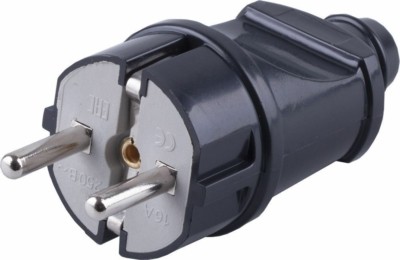 Вилка прямая с/з Stekker PPG16-42-201 ABS пластик 250В 16A IP20 черный