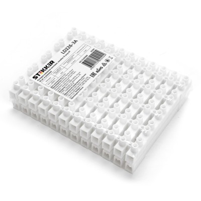 Колодка клеммная винтовая Stekker линейка 12 штук полипропилен LD226-3A