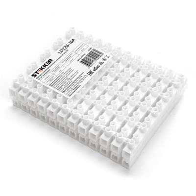 Колодка клеммная винтовая Stekker линейка 12 штук полипропилен LD226-10A