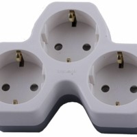 Разветвитель сетевой 3 гнезда с/з Stekker ADP16-13-20 250V,16A ABS огнеустойчивый пластик,белый/серый