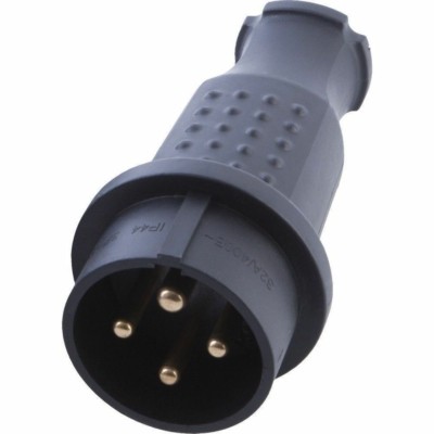 Вилка прямая с/з Stekker RPG32-21-441 3+1 каучук 400В 32A IP44 черный