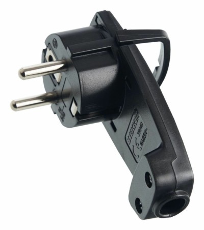 Вилка угловая ультраплоская с кольцом с/з Stekker PPG16-45-202 250В,16A IP20 черный